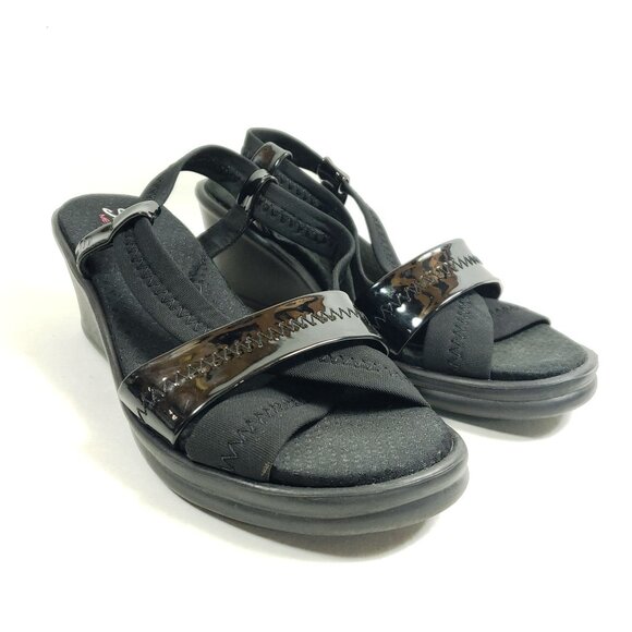 Skechers Women's Size 11 Black Wedge Heel Slingback Sandals - Picture 2 of 8